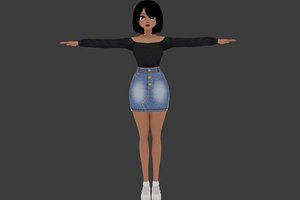game ready Low Poly Anime Character Girl v17 3D model