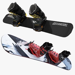 3d model of snowboard softboot kit hardboot