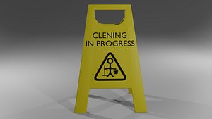 3D Caution Sign - Cleaning In Progress