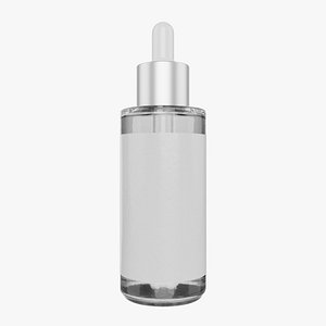 Transparent Dropper Bottle 3D Model - Cosmetic Liquid Packaging