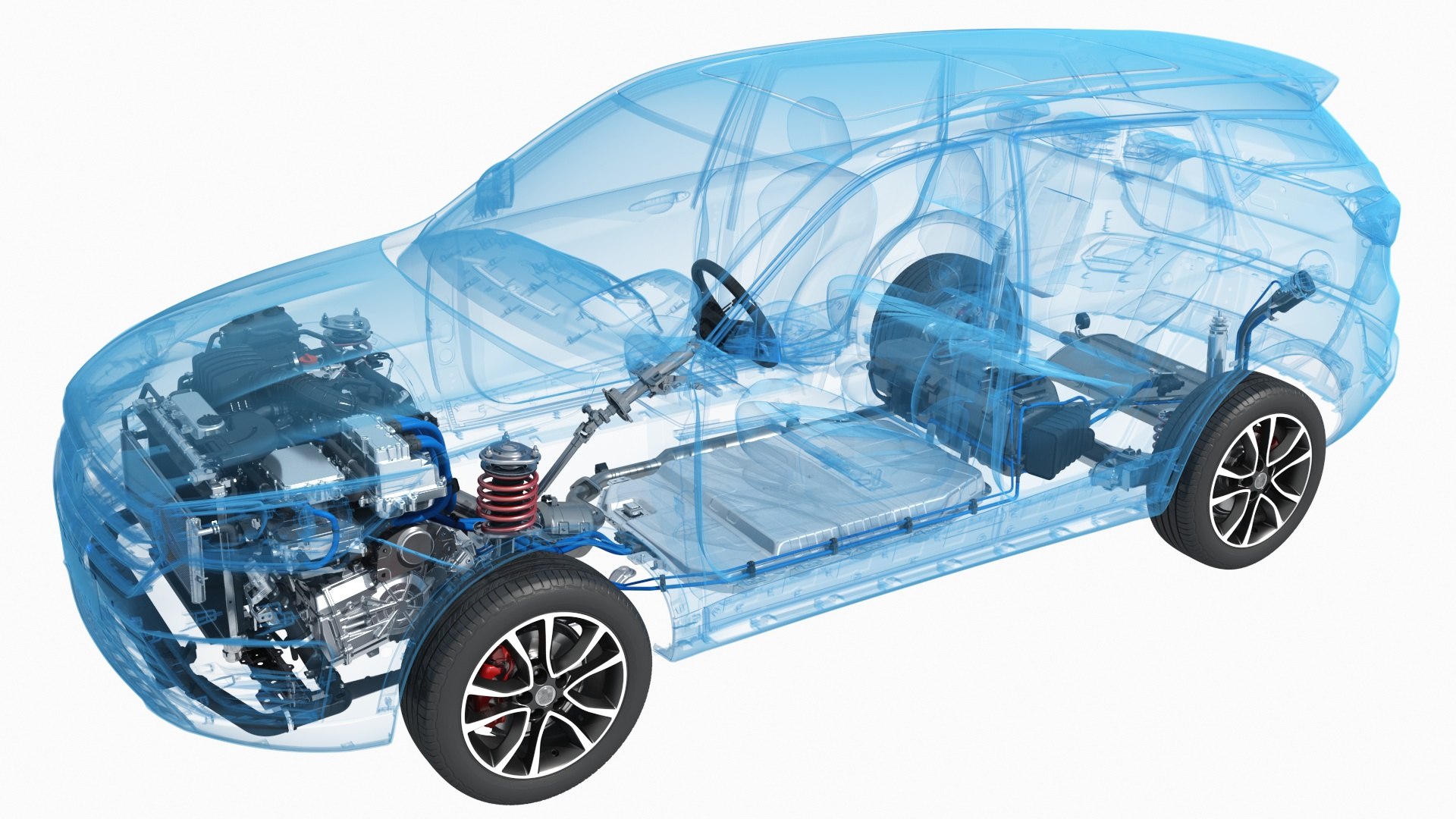 Hybrid Electric SUV Chassis X-Ray 3D Model - TurboSquid 2234440