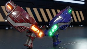 SCI-FI FUTURISTIC GUNS   TEXTURED  GAME READY 3D