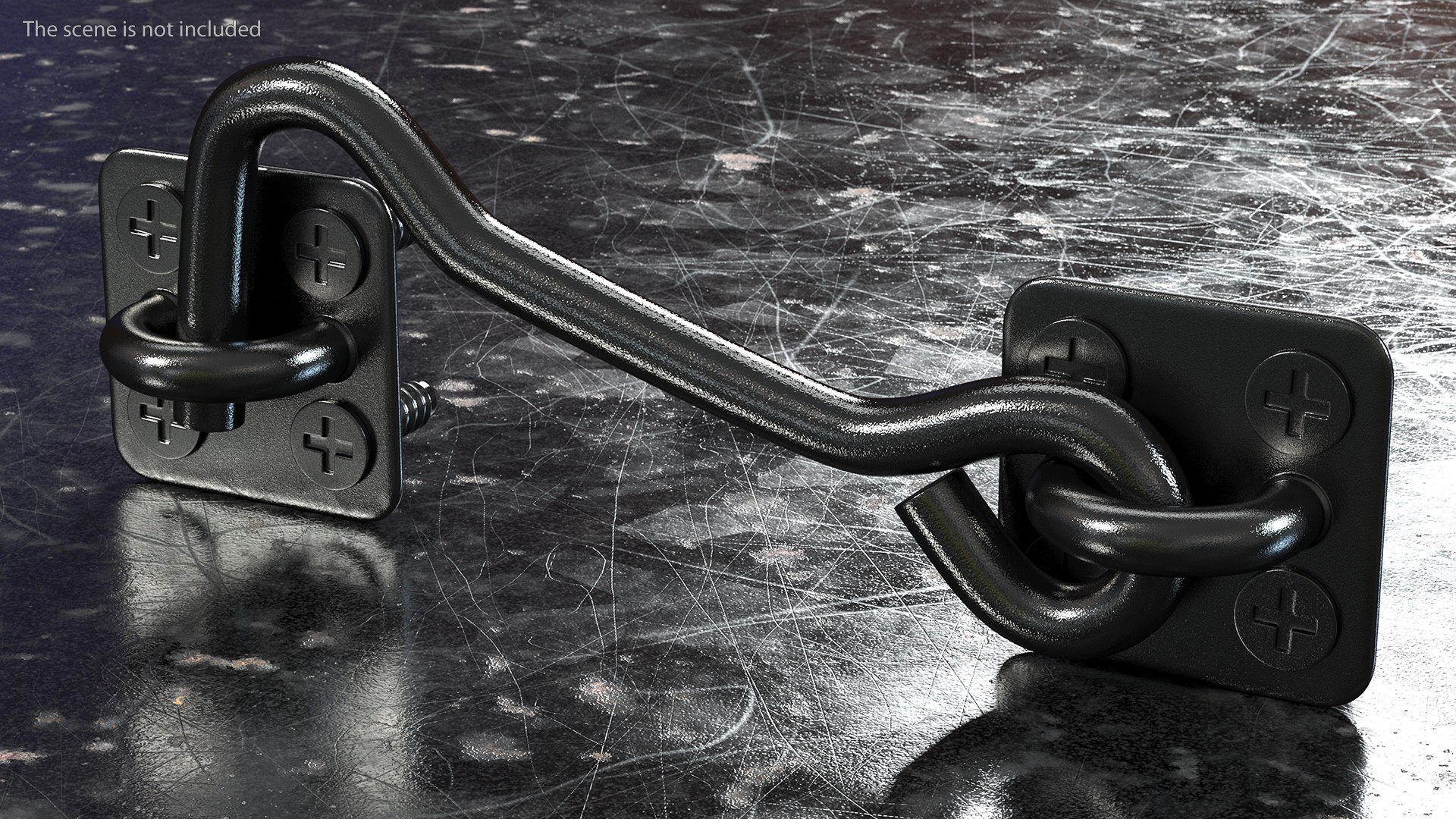 3D Model Door Hook And Eye Latch With Mounting Screws Black - TurboSquid  1857930