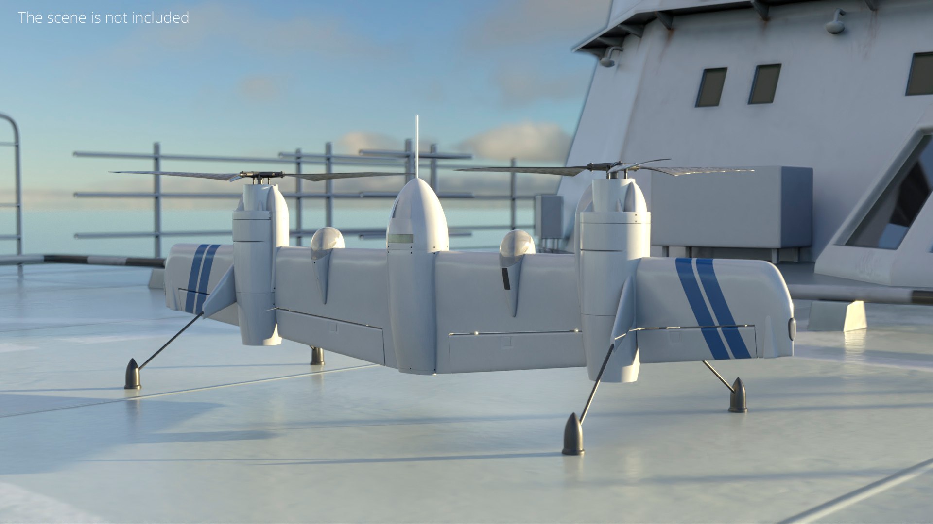 Sikorsky Experimental Tiltrotor Drone White Rigged for Cinema 4D 3D model preview