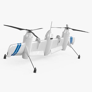 3D Sikorsky Experimental Tiltrotor Drone White Rigged for Cinema 4D model