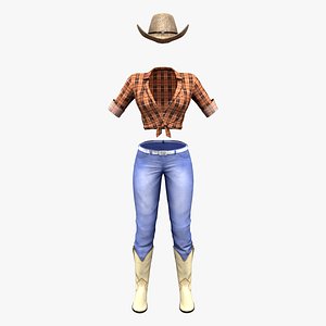 Full Sexy Cowgirl Outfit 3D model