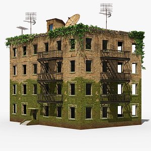 destroyed building 3d obj