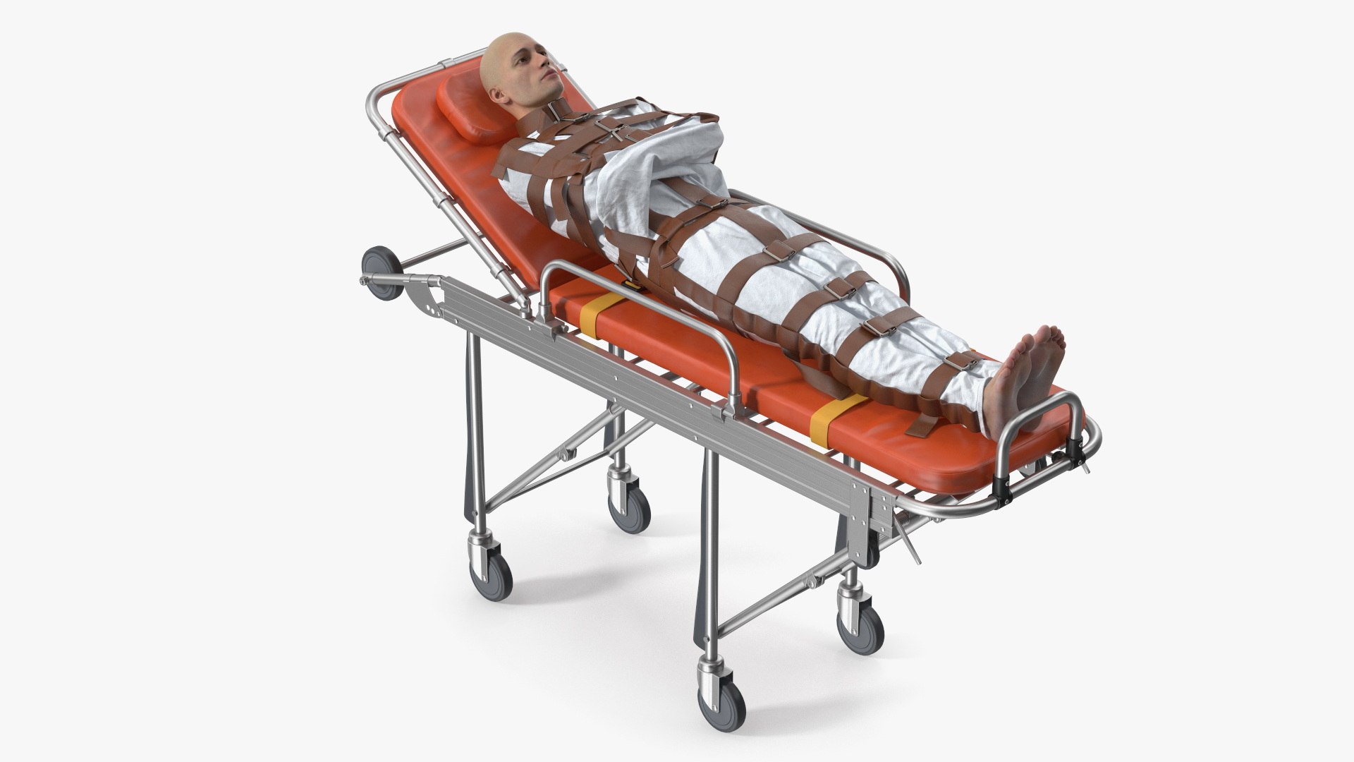 Patient in Straitjacket on Hospital Stretcher 3D model preview