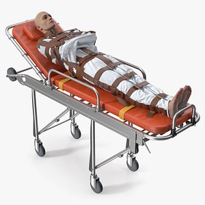 Patient in Straitjacket on Hospital Stretcher