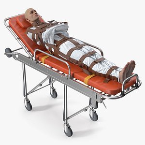 Patient in Straitjacket on Hospital Stretcher