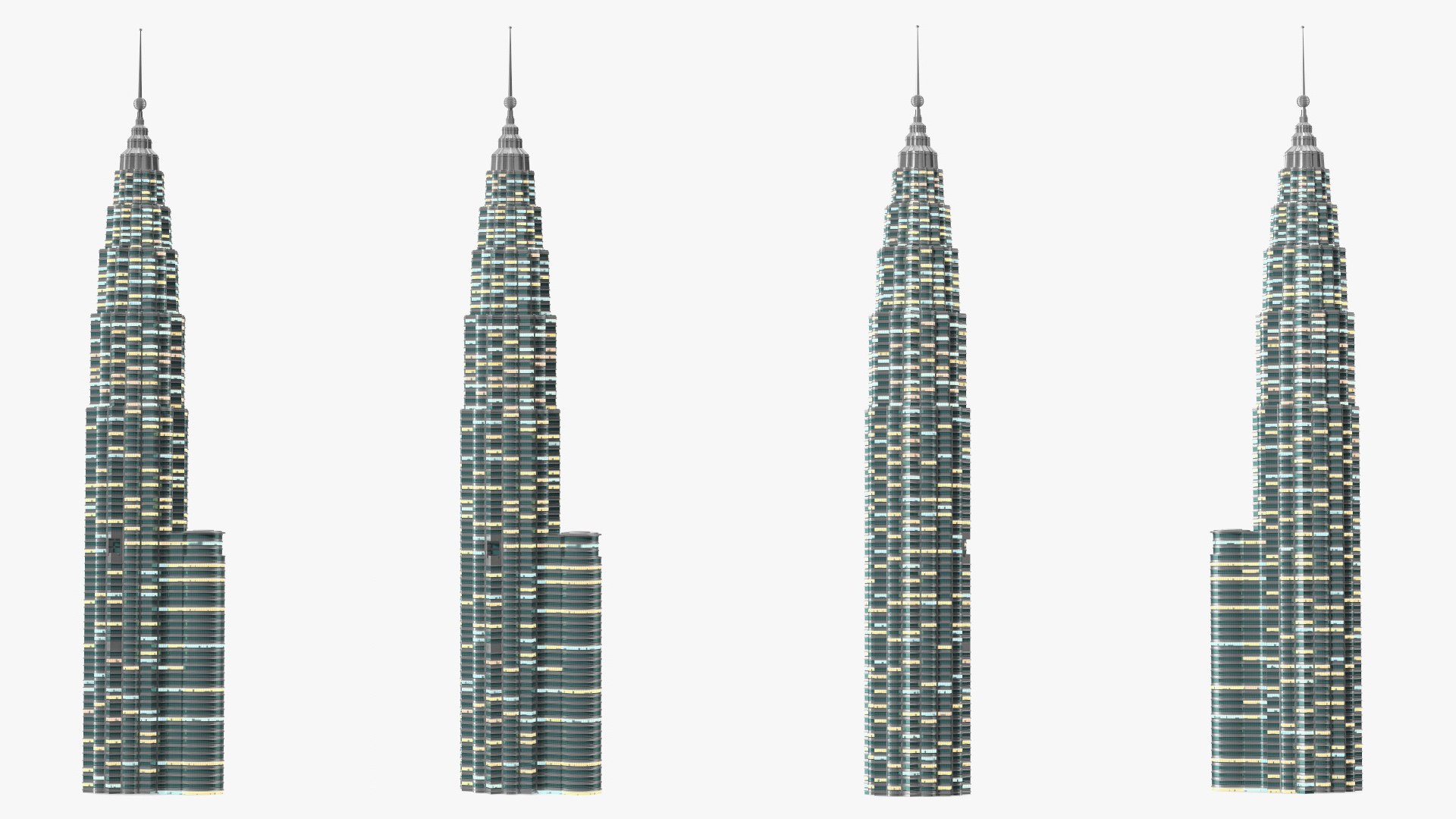 Skyscraper Tower Night Glow 3D model preview