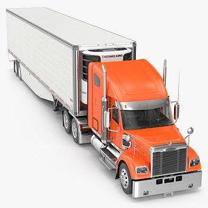 Freightliner Truck with Reefer Trailer Rigged model