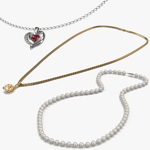 necklace modeled heart 3d c4d