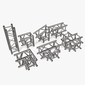 3D model square truss straight corners