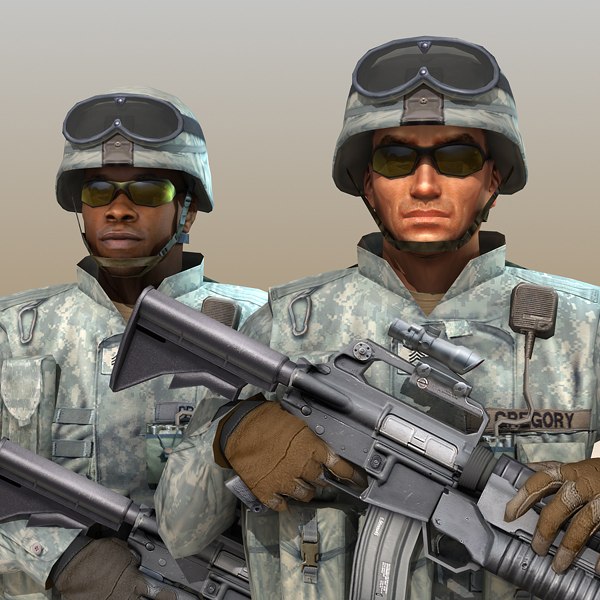 3d model soldiers m16 m4