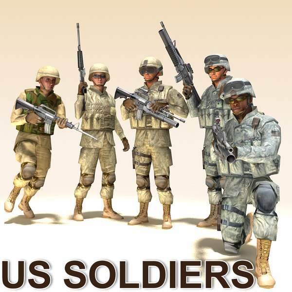 3d model soldiers m16 m4