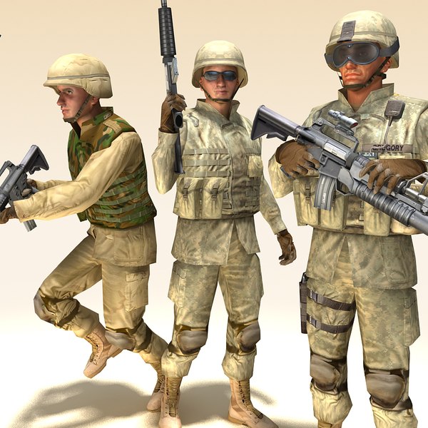 3d model soldiers m16 m4