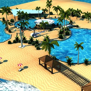 Beach resort in oasis 3D model