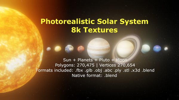 photorealistic solar 8k planets 3D