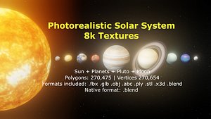 Photorealistic Solar System Pluto Included 8k Textures 3D Model