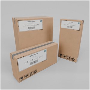 Compact Packaging Cardboard Boxes - Rigged and Customizable Set