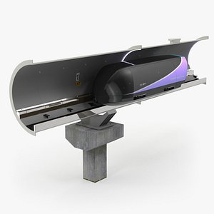 Speed Hyperloop Tunnel Section with Train