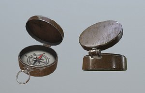Low-poly old compass 3D