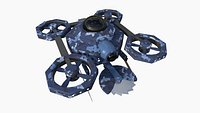SciFi Military Drone I08 Blue Camo - War Vehicle Fantasy