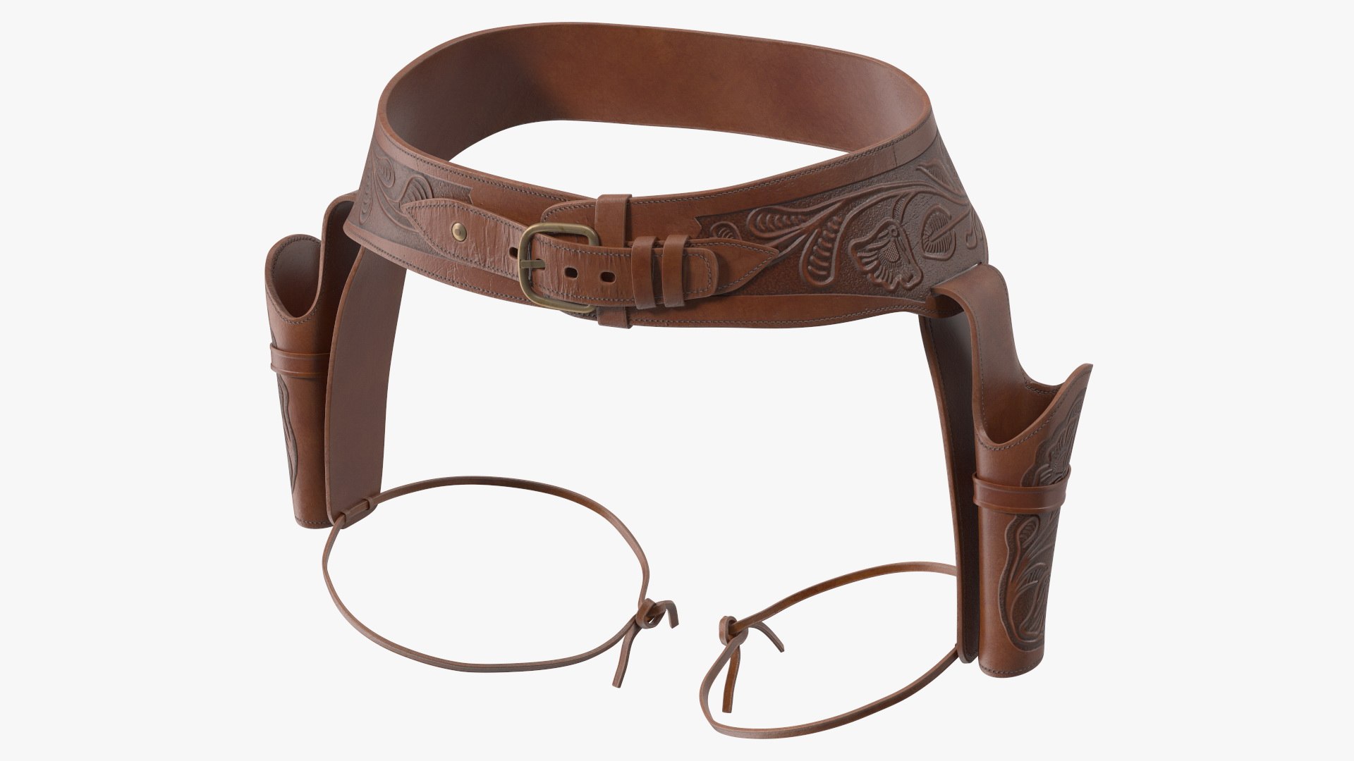 Leather Double Gun Belt 3D model preview