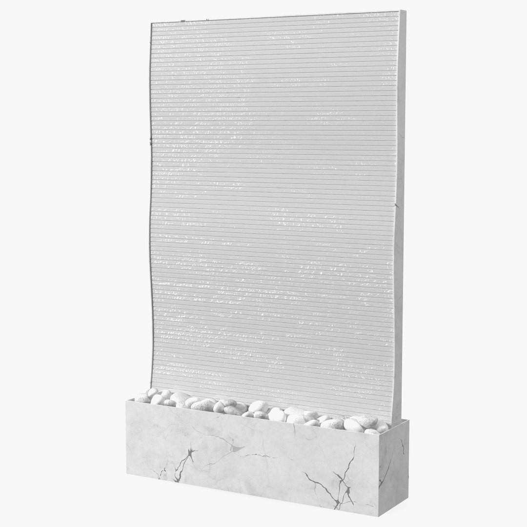 Designer Wall Waterfall White Marble with Water 3D model preview