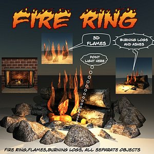 3d model ring flames burning
