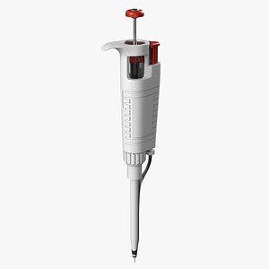 Handheld Microliter Pipette for Reagents Red 3D
