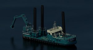 3d dredger barge