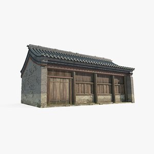 Ancient Asian brick and tile houses 3D model