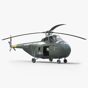 西科斯基H-19奇卡索直升机PBR 3D模型
