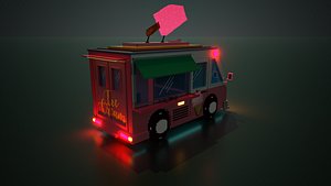 Voxel ice cream truck 3D model