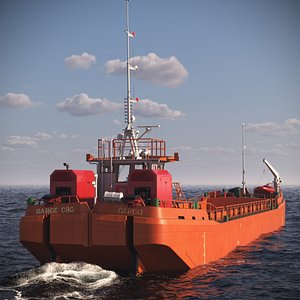 Industrial Split Barge Empty State Orange Rigged for Cinema 4D model