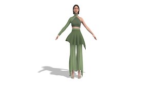 Asymmetric crop top and flare pants