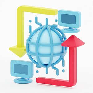 Peer to Peer Network 3d icon represented with interconnected Computers