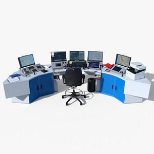 3D airport control tower interior model