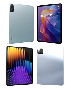 3D Xiaomi Pad 7 Blue And Xiaomi Redmi Pad 2 Blue