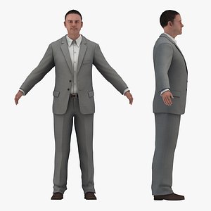 3D Businessman in a Grey Suit Low Poly