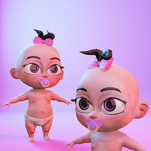 Stylized Cartoon Baby Girl 3D