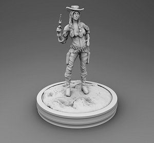 Cowgirl with gun 3D model