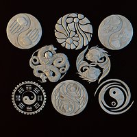 Ethnic ornamental pattern set - Yin Yang