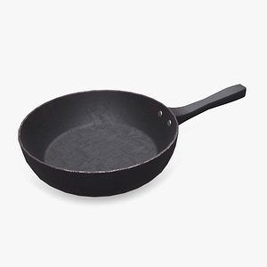 Old Rusty Iron Frying Pan Low-poly PBR 3D model