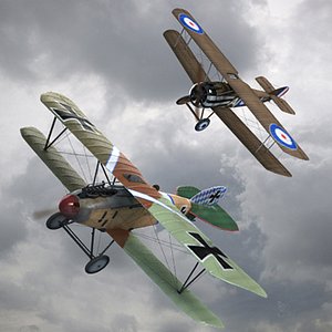 3d dogfight ww1 fighter planes model