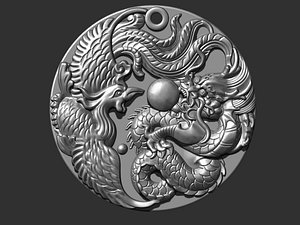 3D model dragon and phoenix