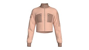 3D model Girls Zip Pocket Biker Jacket