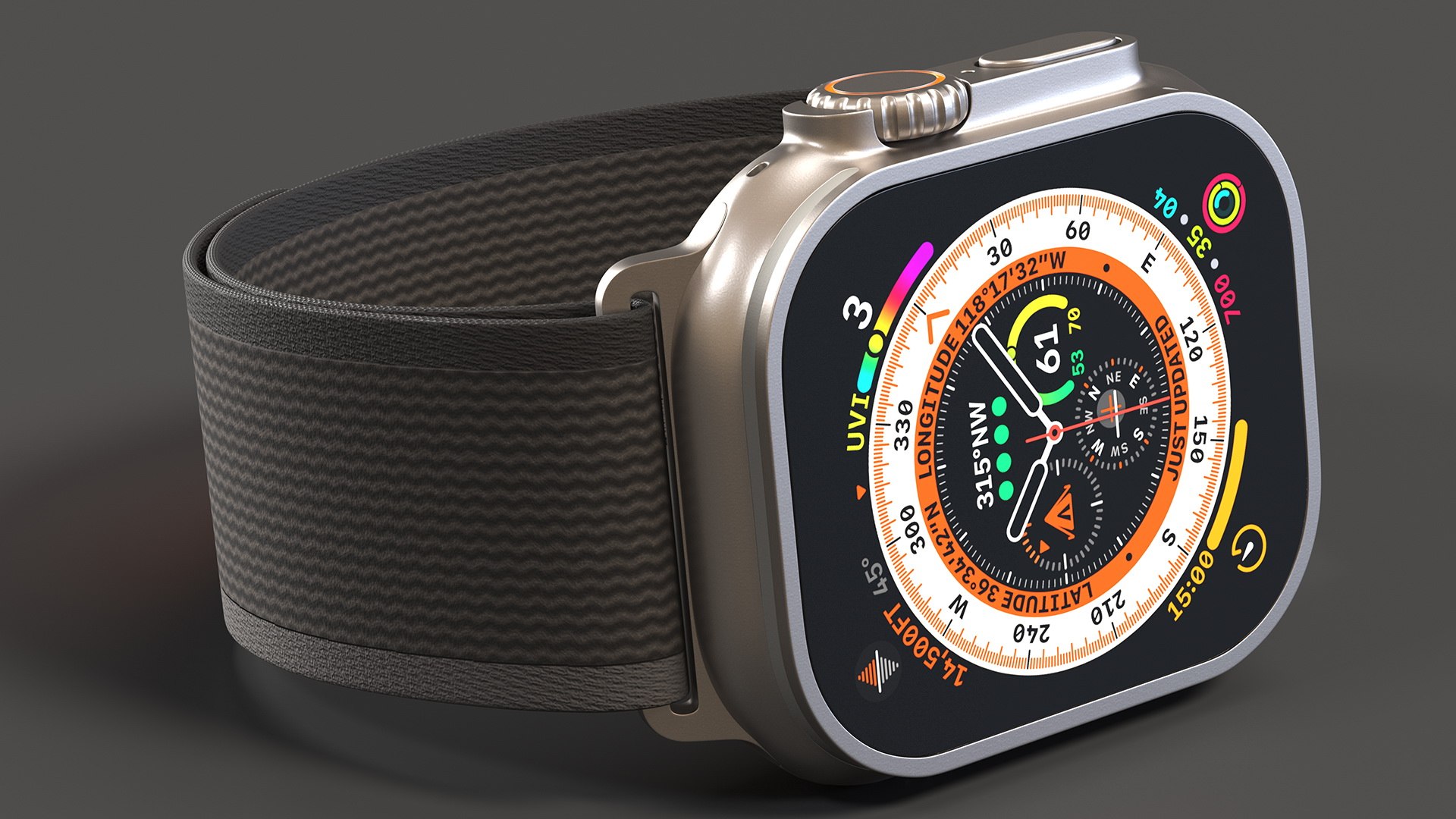 Apple Watch Ultra Trail Loop Black-Gray 3D https://p.turbosquid.com/ts-thumb/gA/ipadkP/7y/applewatchultratrailloopblackgrayc4dmodel008/jpg/1667575979/1920x1080/fit_q87/f1ba8f6d29a5fc83aff982695f51971d31c212be/applewatchultratrailloopblackgrayc4dmodel008.jpg